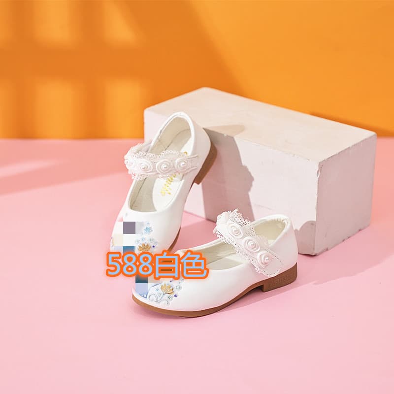 2023 Spring New Children's Shoes Korean Style Girls' Flat Bow Patent Leather Princess Shoes Elegant