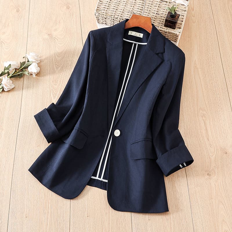 Casual Blazer for Women Summer Thin Style Petite Commute High-End Slim Fit Three-Quarter Sleeve Tencel Suit