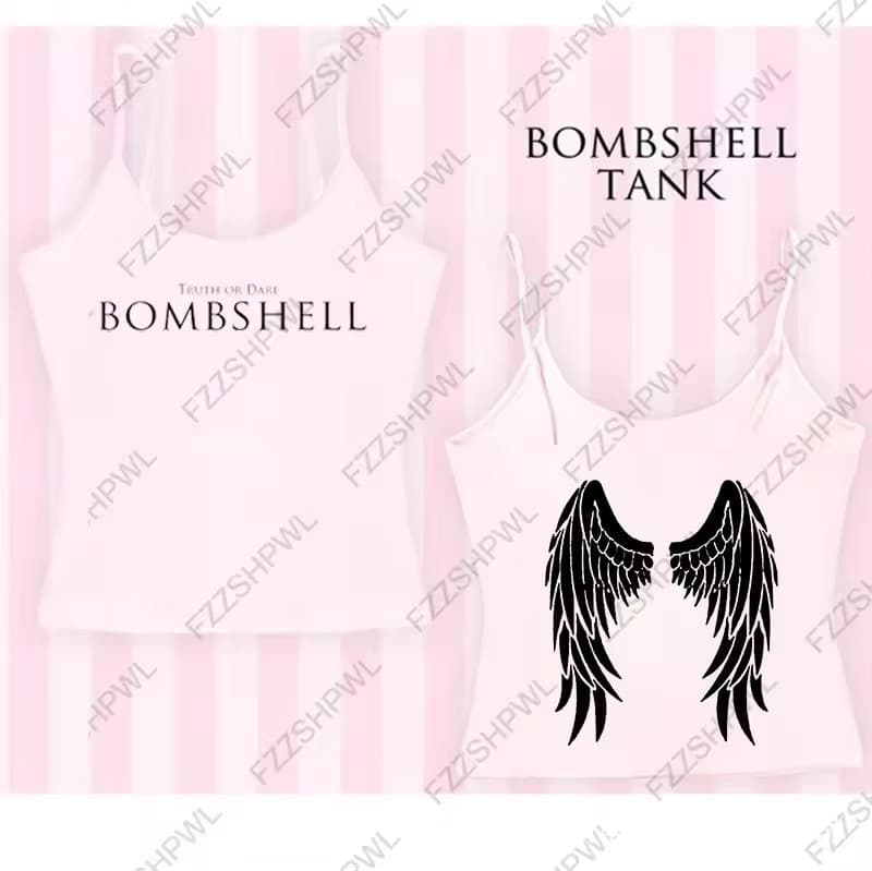 Y2K New Foreign Trade Letter Wings Print Sweet Ins Style Sexy Spice Girl Sleeveless Lace Camisole Top