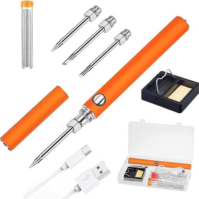 Cordless Soldering Iron Kit Portable with 3 Tips Rechargeable and Temperature Adjustable Soldering Tool for Repair