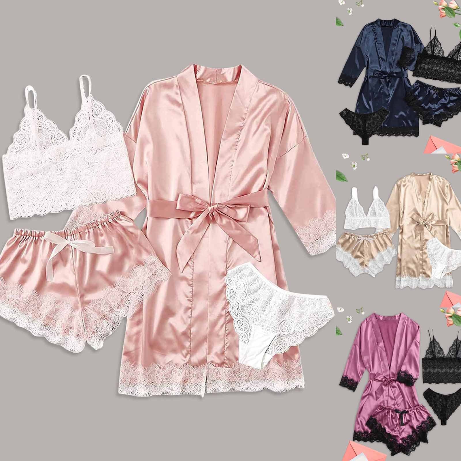 2023 New Sexy Lingerie Sleepwear Women's 4-Piece Set, European-American Style Camisole Dress, Multi-Color Homewear Set by Manufacturer