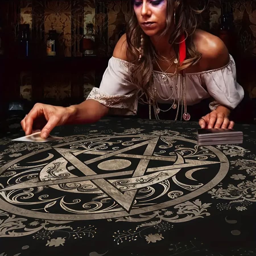 Five-star tarot card tablecloth tarot card mat black oracle mat tarot card tablecloth custom ins