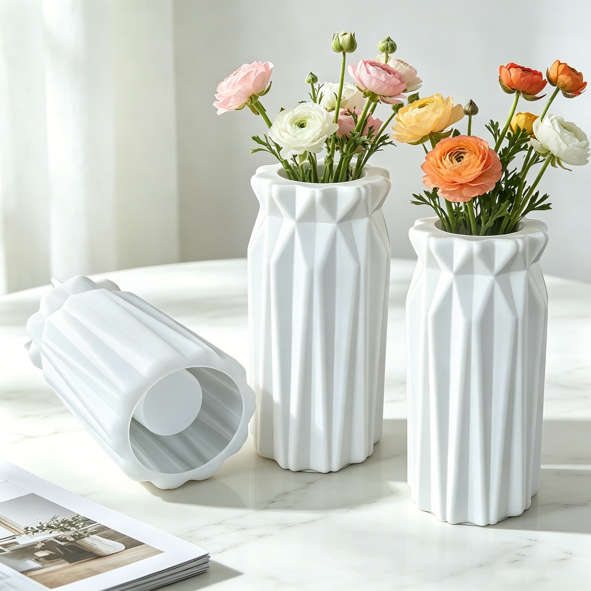 Striped Vase Silicone Mold, Ins Style Living Room Vase Ornament, Crystal Resin Flower Vase, Plaster Mold, New Arrival