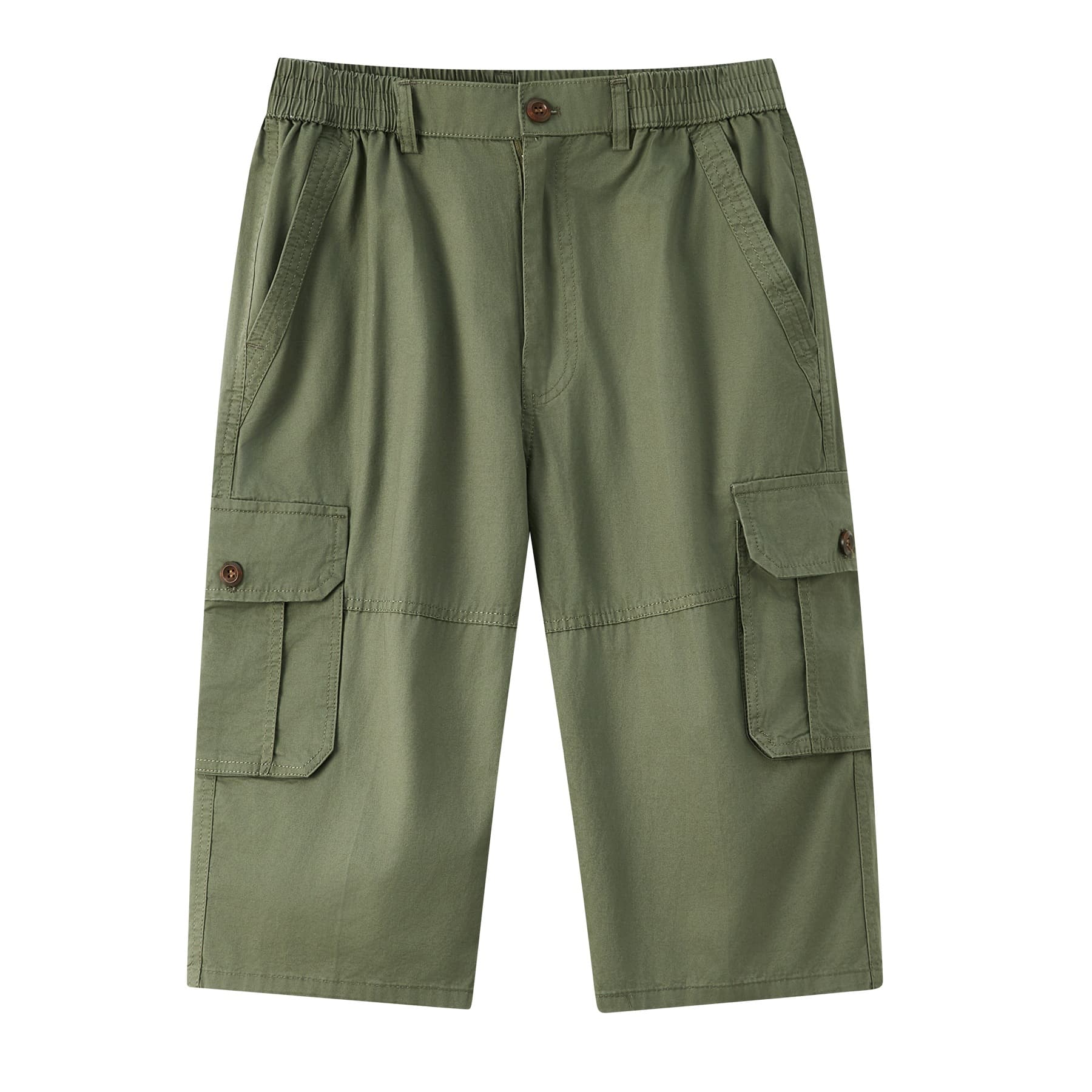 Summer Men Solid Pure Cotton Seven-point Pants New Casual Versatile Multi-pocket Cargo Pants Men's Mid-length Pants