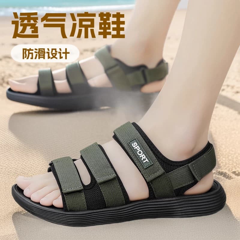 Factory ready stock simple summer men's thick-soled fashion sandals cross-border breathable driving beach shoes outer wear wholesale