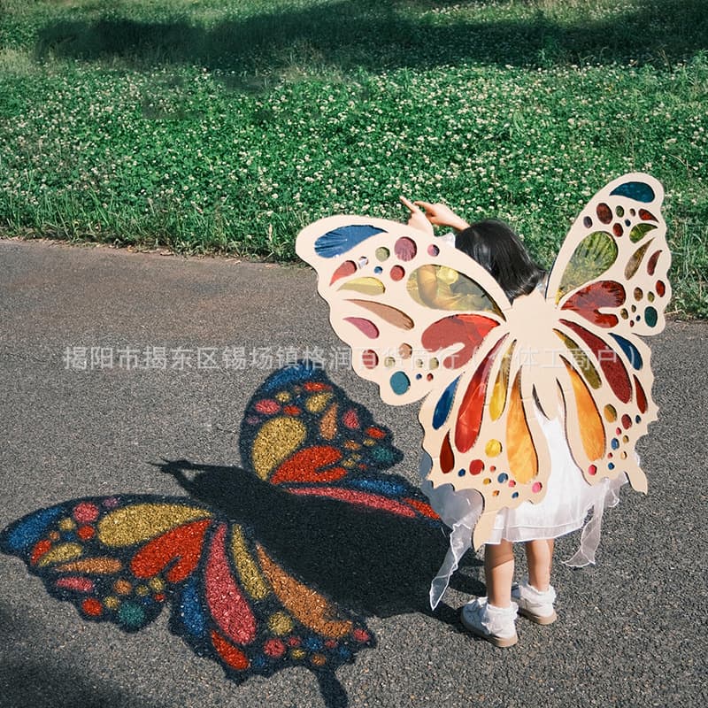 DIY butterfly wings craft kit, children's colored cellophane, transparent film, seven-color translucent plastic sheet