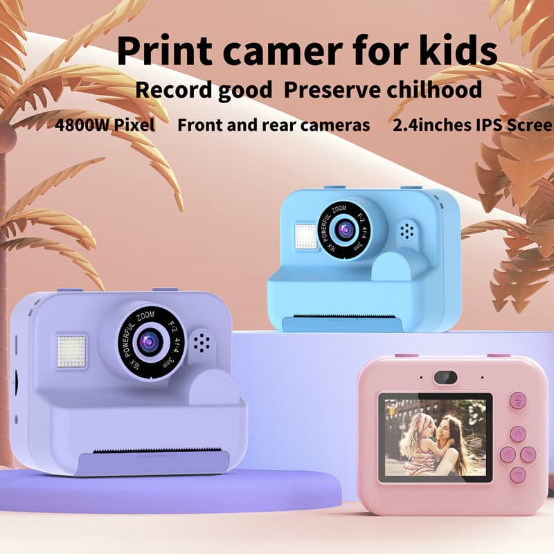 Kids Exclusive Print Camera Multiple Filters Built-in Games Flash Long Battery Life Dual Cameras
