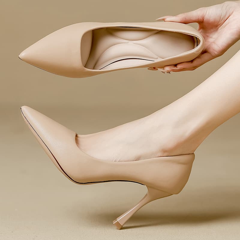 Comfortable Shoes with a Stepping-On-Clouds Feel, French-Style Nude High Heels for Women, Thin Heels, Elegant Goddess Style, New Autumn and Winter Soft-Soled High-Heeled Shoes