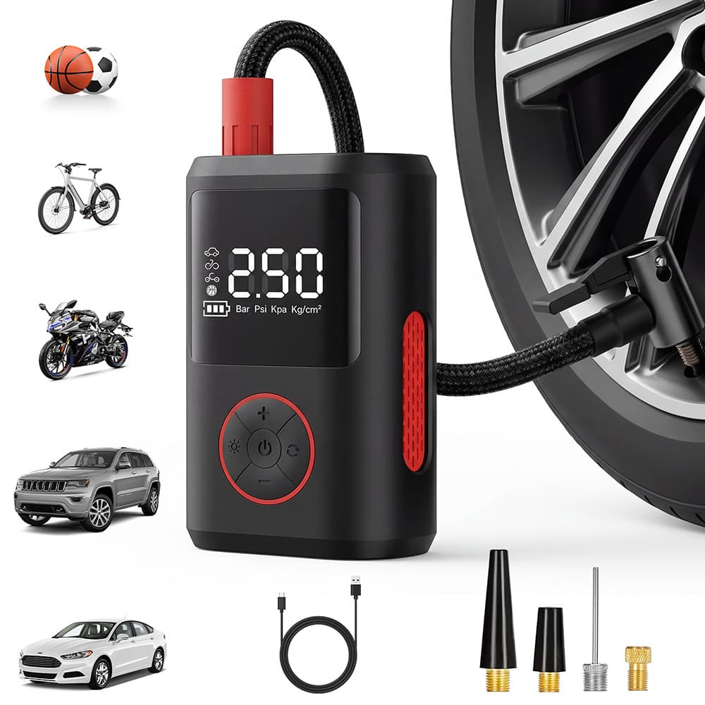New car wireless air pump portable multi-function digital display emergency illuminated air pump tire pump