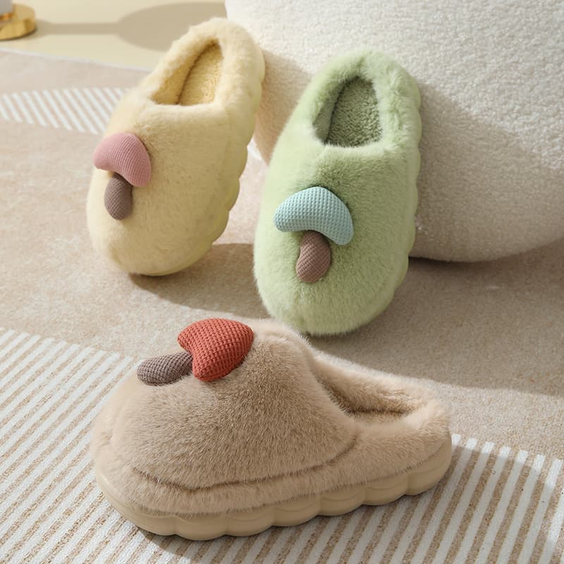Mushroom cotton slippers autumn and winter home warm anti-slip indoor deodorant plush cotton slippers confinement cotton slippers children's shoes
