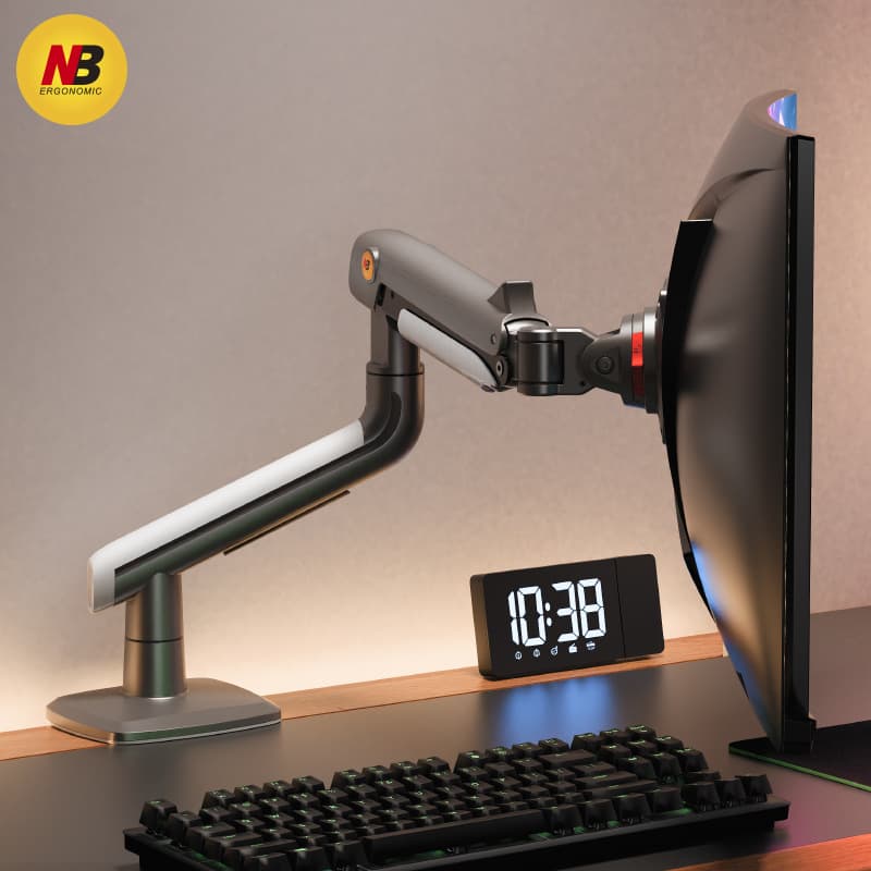 NB A5 Gaming Monitor Arm Mechanical Stand, Floating Computer Screen Riser for Ultrawide 34/40/43 Inch