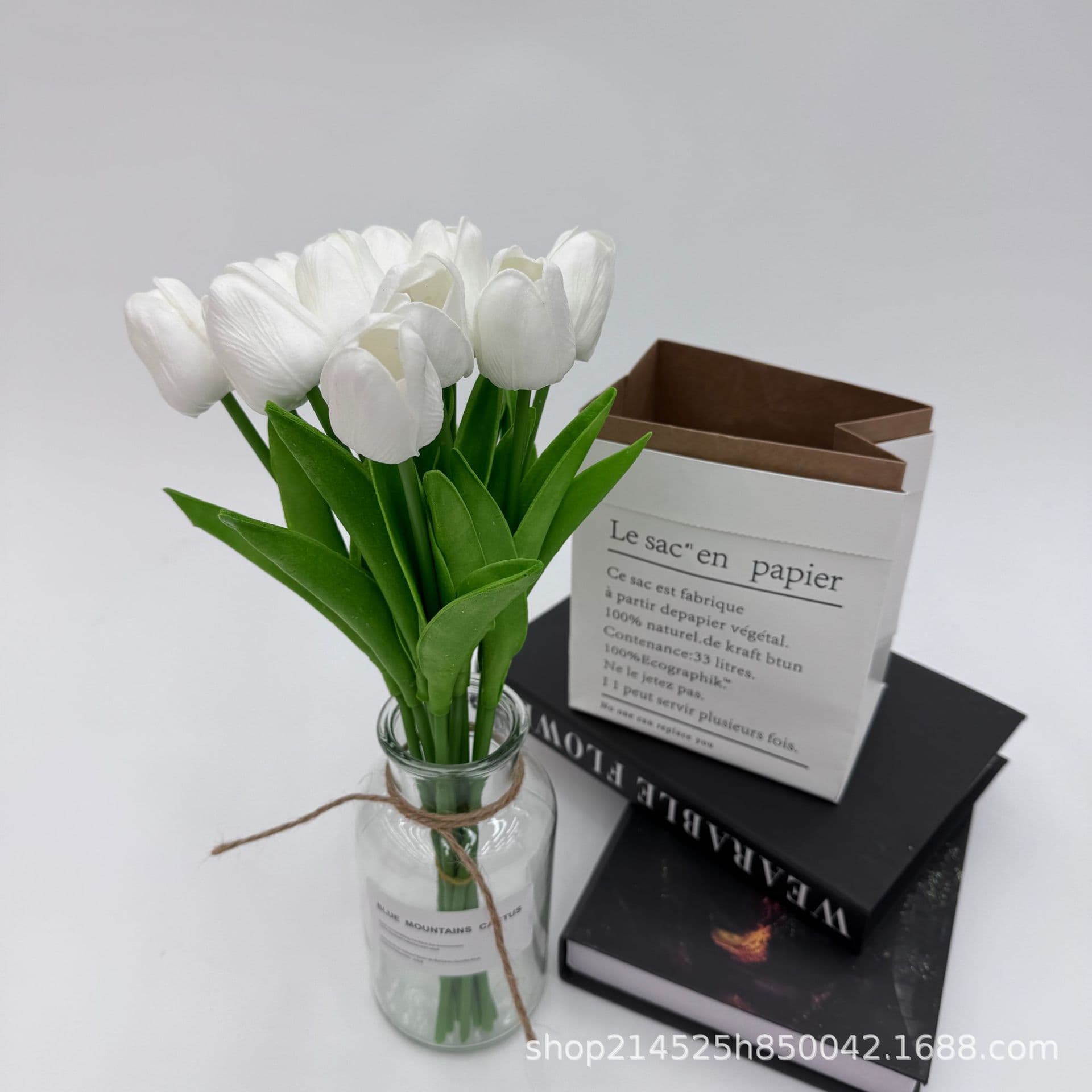 Cross-border hot-selling PU artificial tulip home decor gradient fake flower arrangement for ambiance props