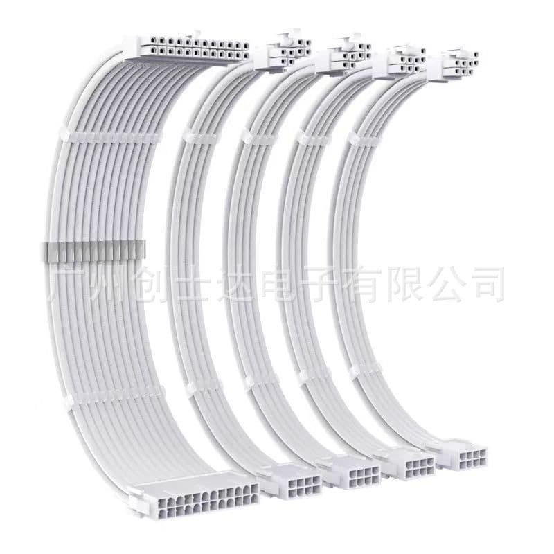 Computer Power Extension Cable, GPU 8-Pin, Motherboard 24-Pin, CPU 8-Pin Extension Cable, Braided Sleeved, 30cm