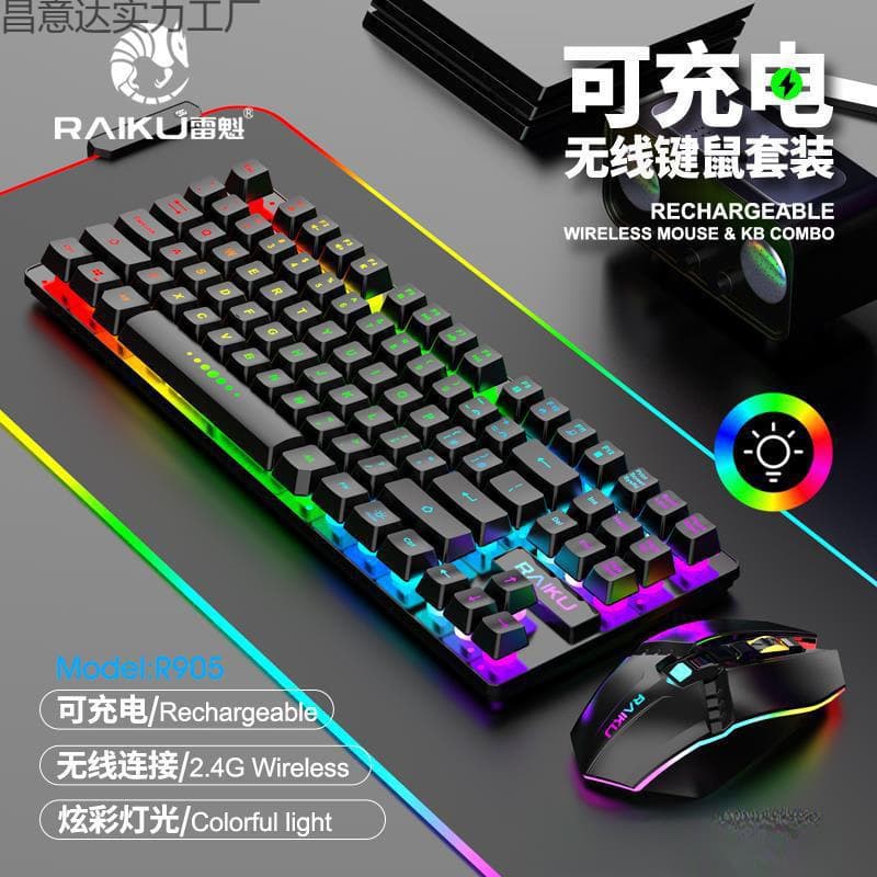 Mechanical Feel Wireless Keyboard and Mouse Combo Set for Gaming Laptop Office Portable Small Backlit