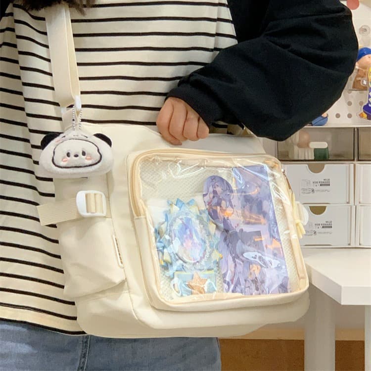 Unisex College Style Large Capacity Messenger Bag Women's Transparent Shoulder Crossbody School Book Bag Casual Travel Bag
