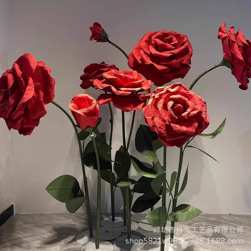 Giant Rose 520 Valentine's Day Large Paper Art Flower Artificial Flower Wedding Props Road Guide Mall Decoration Stage Shot
