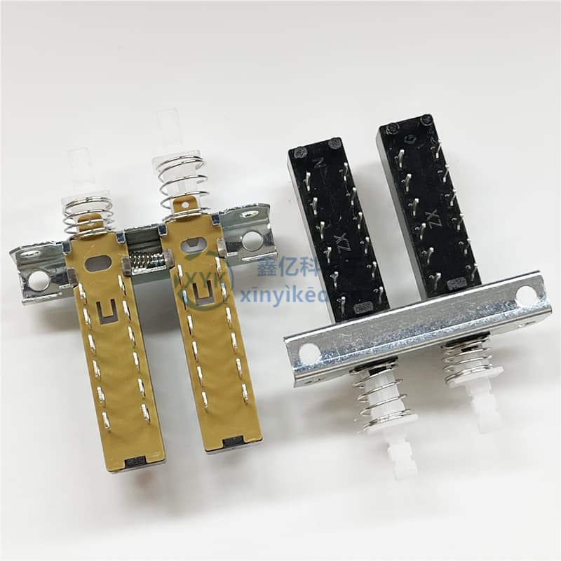 T18 2*4*2P straight key piano key switch, 12-pin two-position interlocking switch, linkage interlock, spacing 15MM