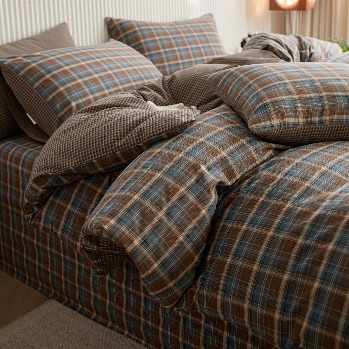 100% Cotton Vintage High-End Four-Piece Set, Pure Cotton Three-Piece Set, Bed Sheet, Duvet Cover, Ancient Style Bedding for Sleeping Naked
