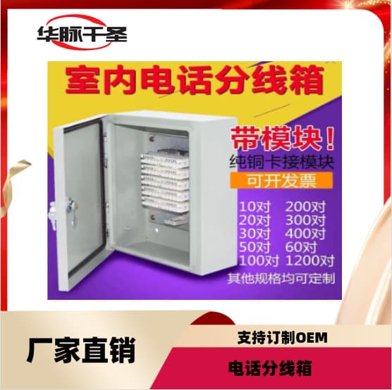 In-home wall-mounted optical splitter box, telephone junction box, telecommunications distribution box, cable branch