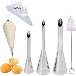 54pcs Pointed Puff Nozzle Cream Piping Nozzle Baking Set Clip Handle Syringe Cake Cream Squeeze