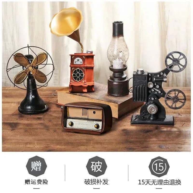 Retro Nostalgic Small Ornament Cafe Old Objects American Style Living Room Wine Cabinet Home Decor Bookshelf Decoration