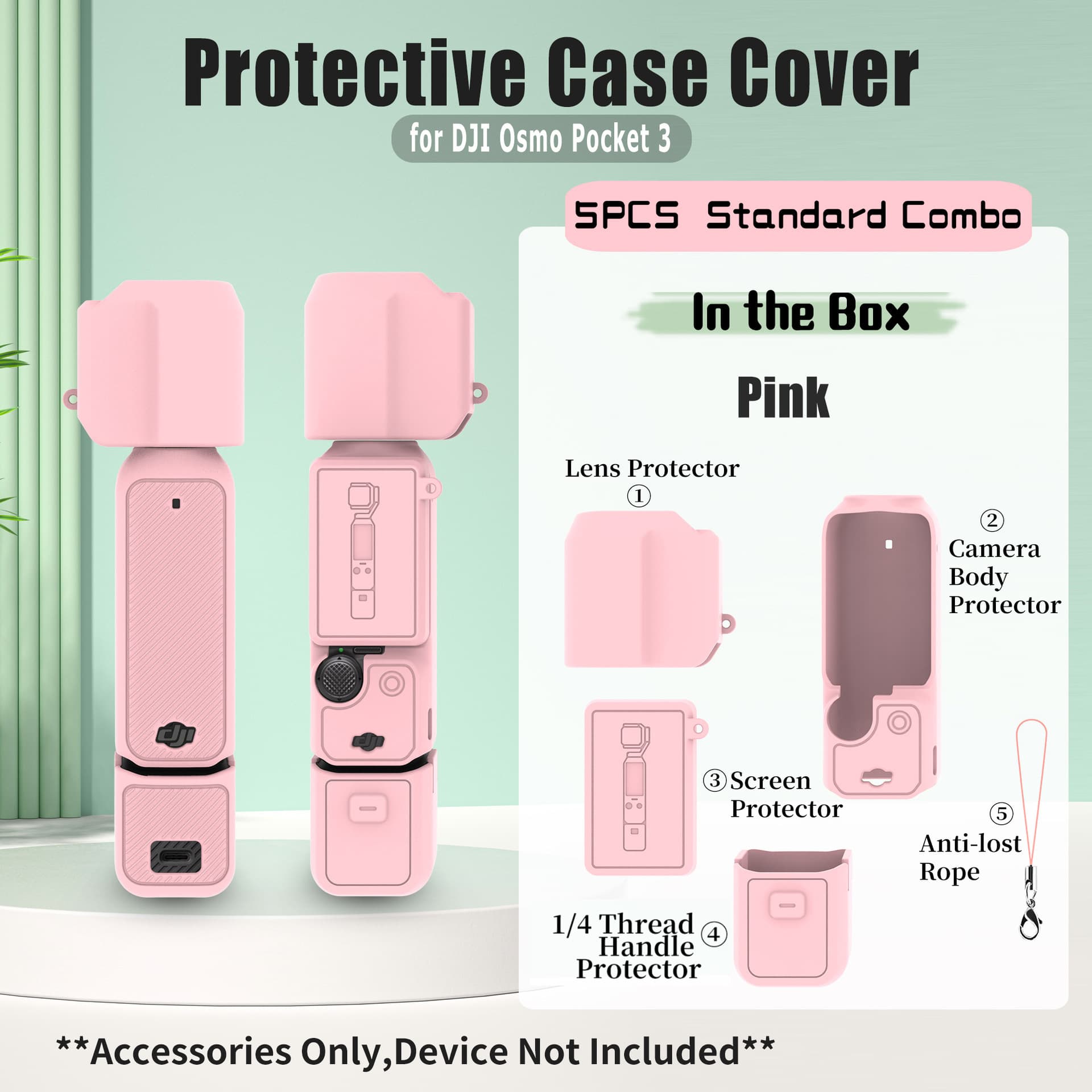 Silicone Protective Case for DJI Osmo Pocket 3, Camera Lens Cover, Gimbal Guard