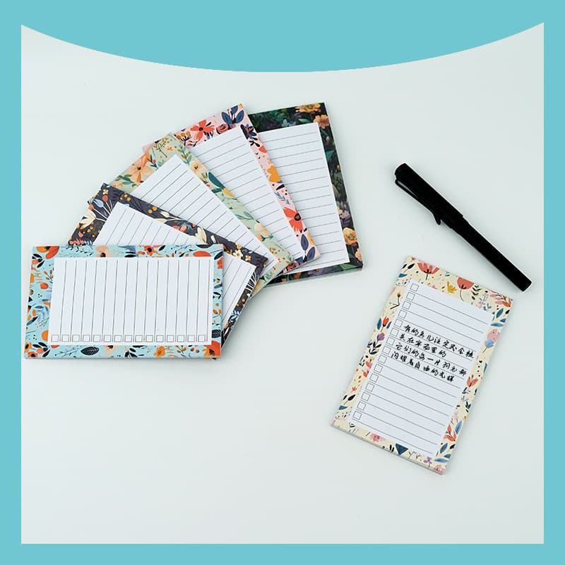 Floral Series Magnetic Fridge Sticky Notes, Memo Strips, and Checklist Sheets