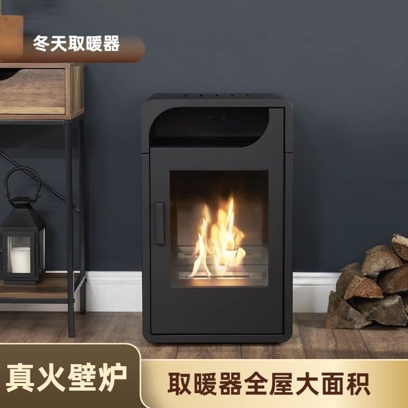 European Winter Living Room Heating Device, Alcohol Fireplace Real Flame Smoke-Free Indoor Wood Stove for Large Home Areas