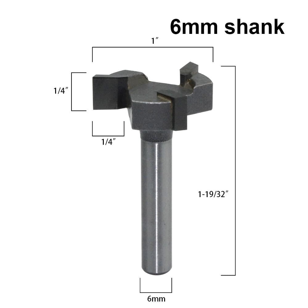 Three-edged 1/4 handle T-shaped knife slotting knife woodworking milling cutter engraving machine blade tungsten steel clear bottom bakelite milling and milling machine