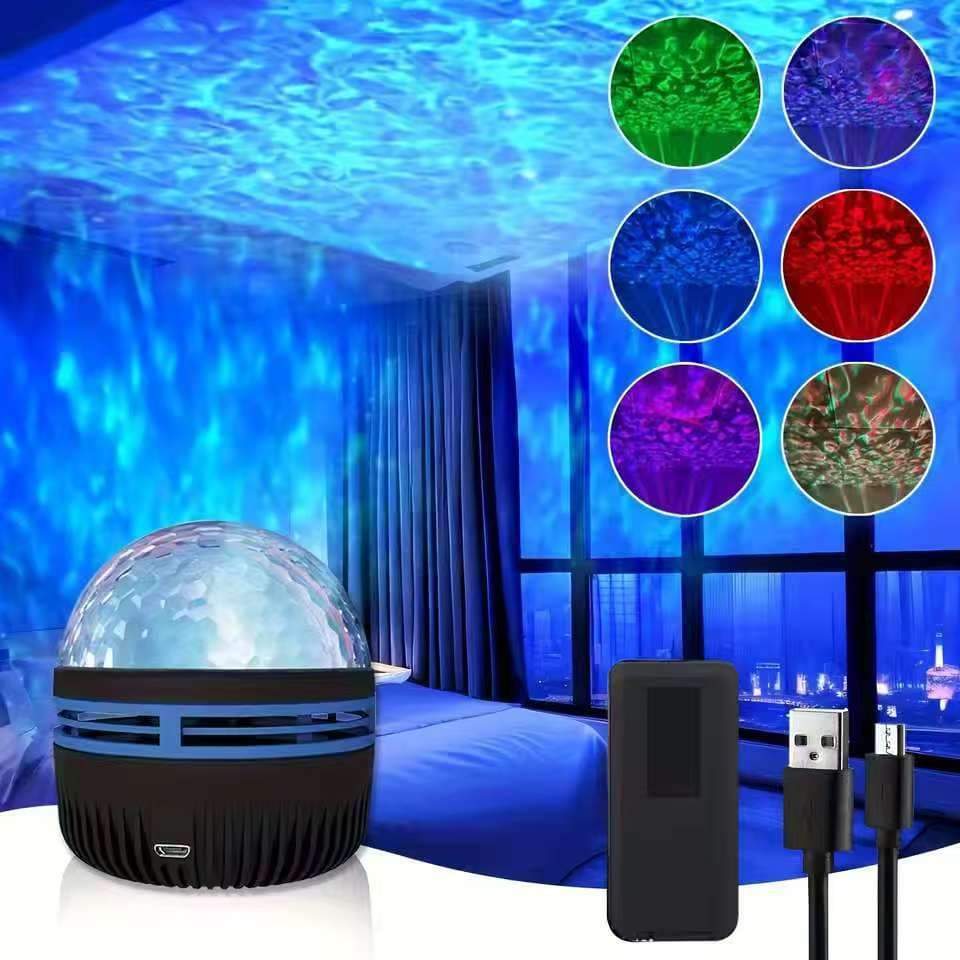 New Water Ripple Starry Sky Projection Lamp Creative Bedroom Starry Sky Water Ripple Projector Remote Control Night Light