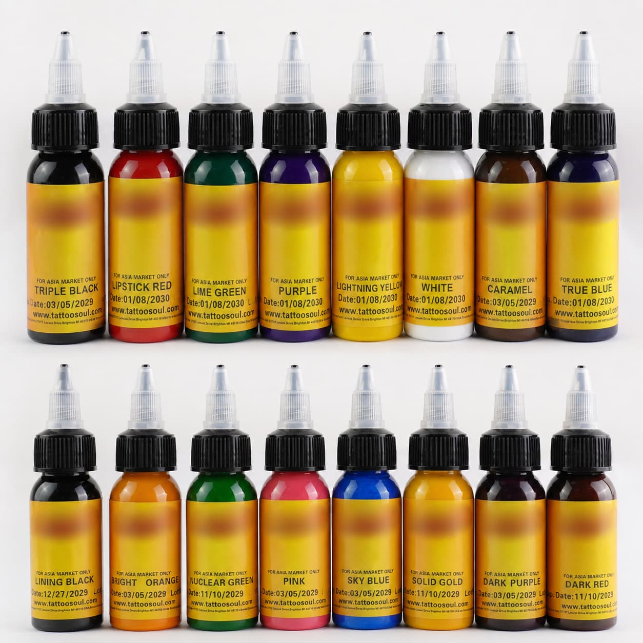 OuLing Tattoo Equipment 16 Colors Practice Tattoo Ink Set 30ml Each Color Tattoo Dye for Beginners And Professionals