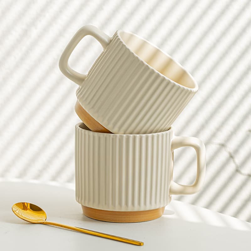 Ceramic Mug Retro Handmade Coffee Cup Milk Cup Stackable Cup for Women Home Drinking Cup DIY Customizable
