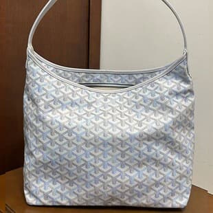 Large Capacity Premium Edition Dogtooth Goyard Hobo Shoulder Bag Calfskin Mother-Child Bag Glacier Blue