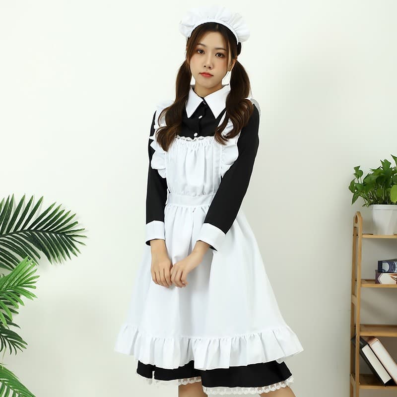 Traditional maid dress, long maid outfit, crossdressing, British butler cosplay, Japanese uniform, cute dress