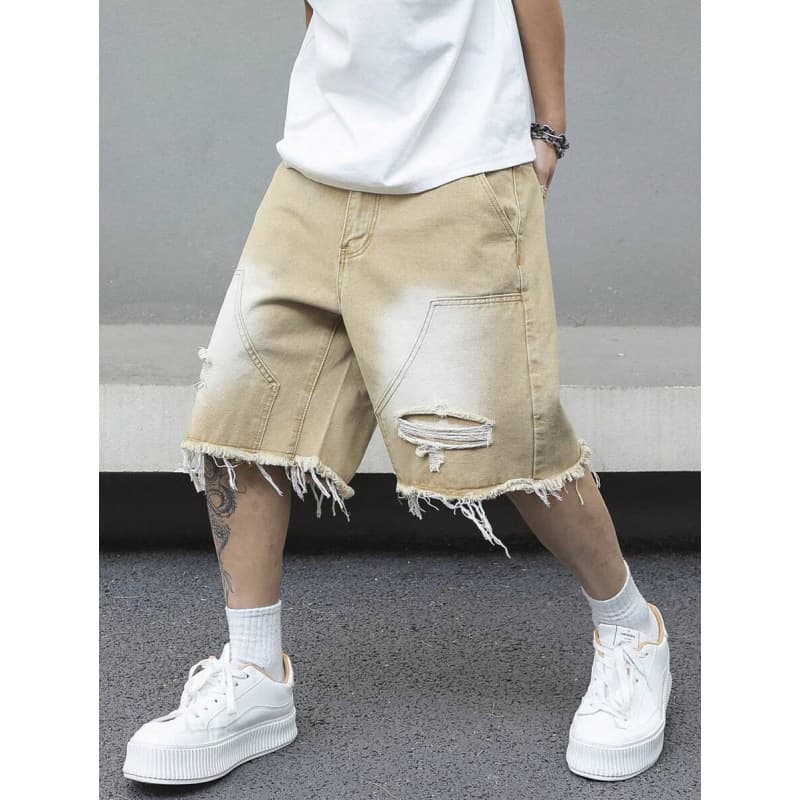 P 81185 Y2K Distressed Men's Denim Shorts