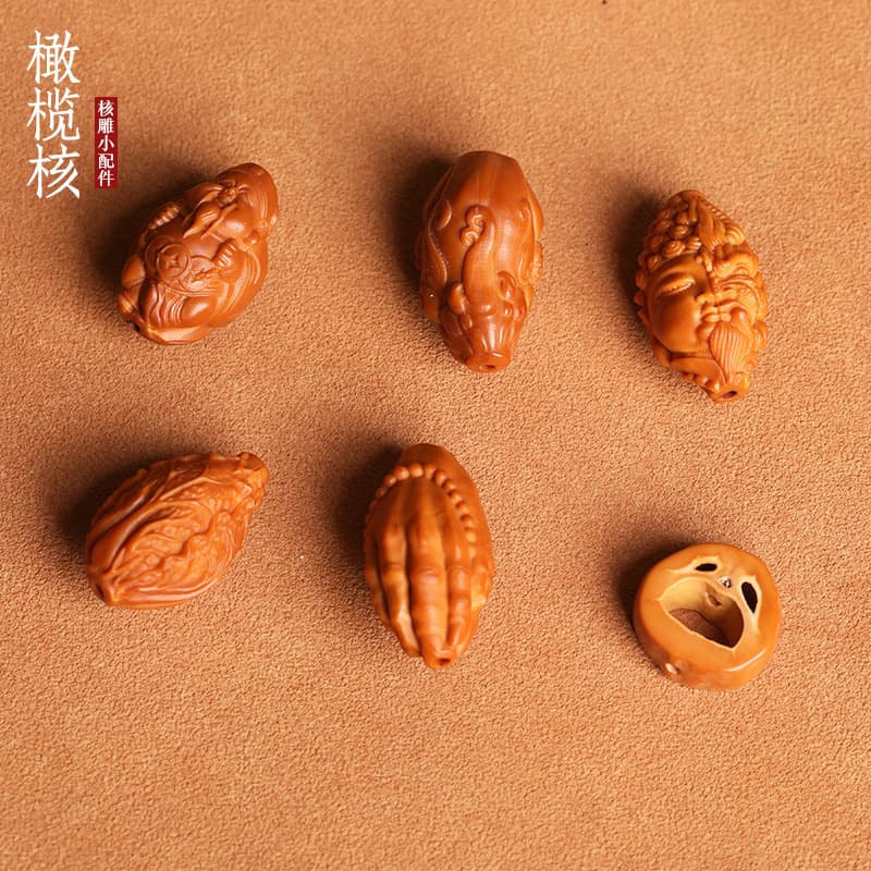 Olive pit carved God of Wealth bracelet with awkward face DIY accessories, Pixiu bracelet, collectible pendant, and Buddhist bead loose beads