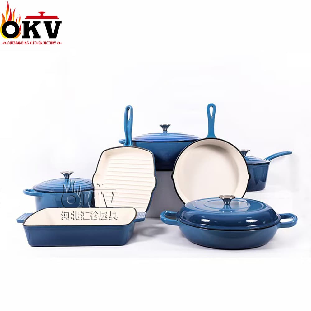 Enamel Cast Iron Cookware Set Seven-Piece Set Soup Pot Slow Cooker Home Use Enamel Pot Set of Pots And Pan for Kitchen