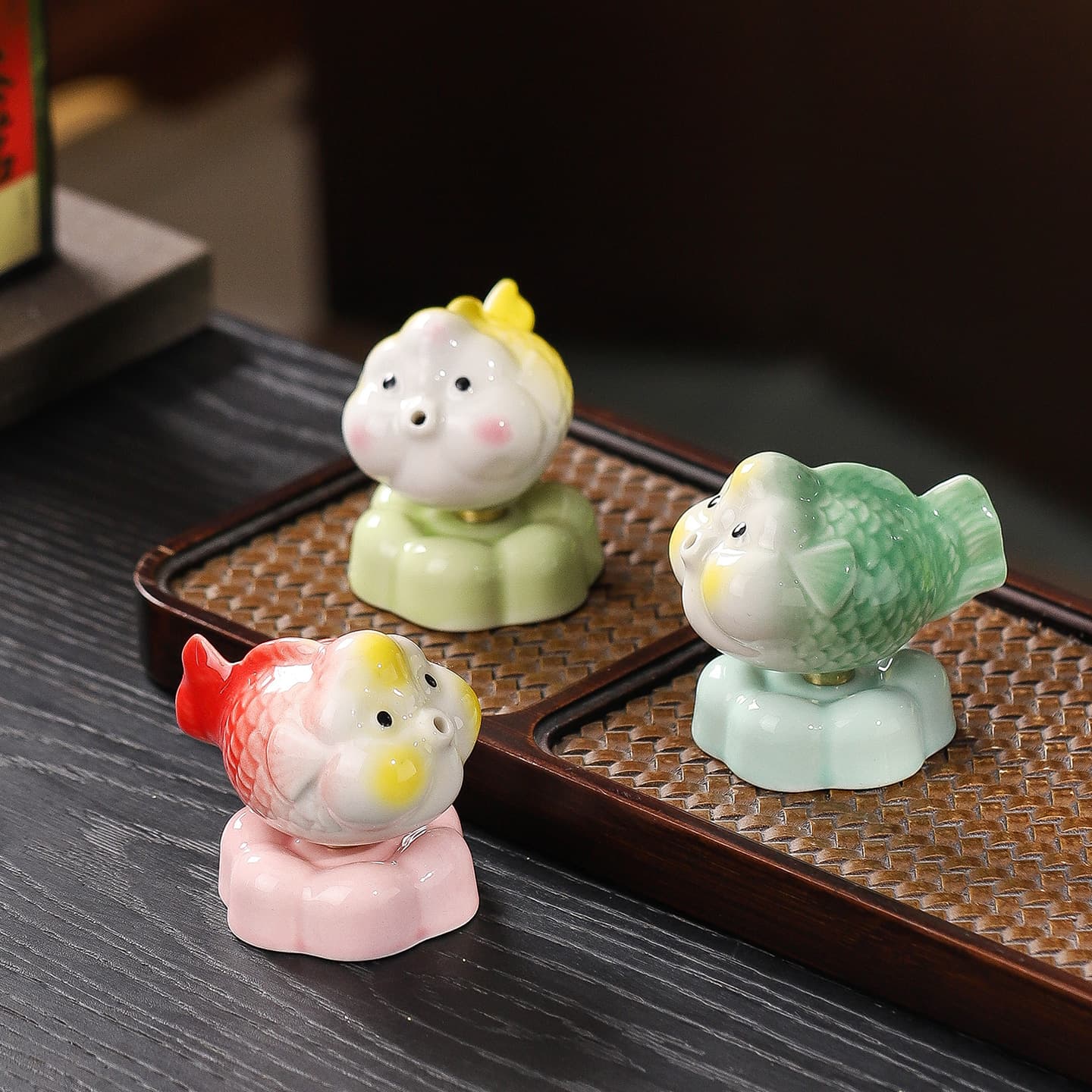 Trendy Ceramic Spinning Small Decoration Cartoon Animal Desktop Cute Ornament Toy Birthday Gift Wholesale