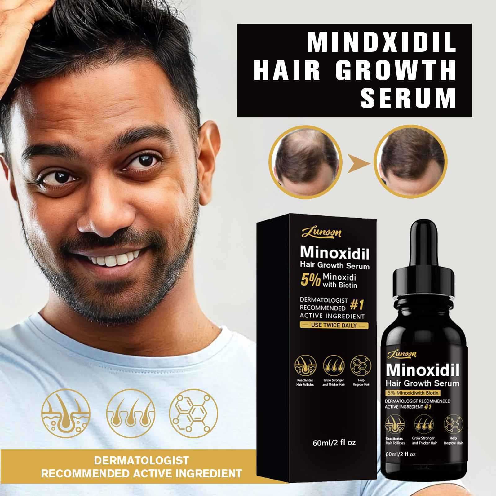 LUNOON Minoxidil Hair Essence Anti-Hair Loss Serum Hair Growth Nutrient Solution 60ml