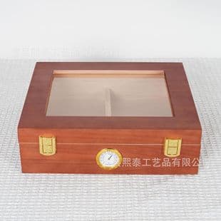 In Stock Flip Lid Wooden Cigar Box Transparent Lid Solid Wood Cigar Humidor Home Wooden Cigar Storage Box