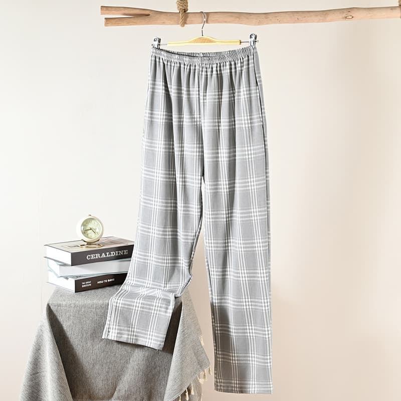 New Knitted Cotton Men's Autumn Sleep Pants Long Pants Cotton Men's Pants Single Pants Loose Plus Size Home Pants Air Conditioning Pants