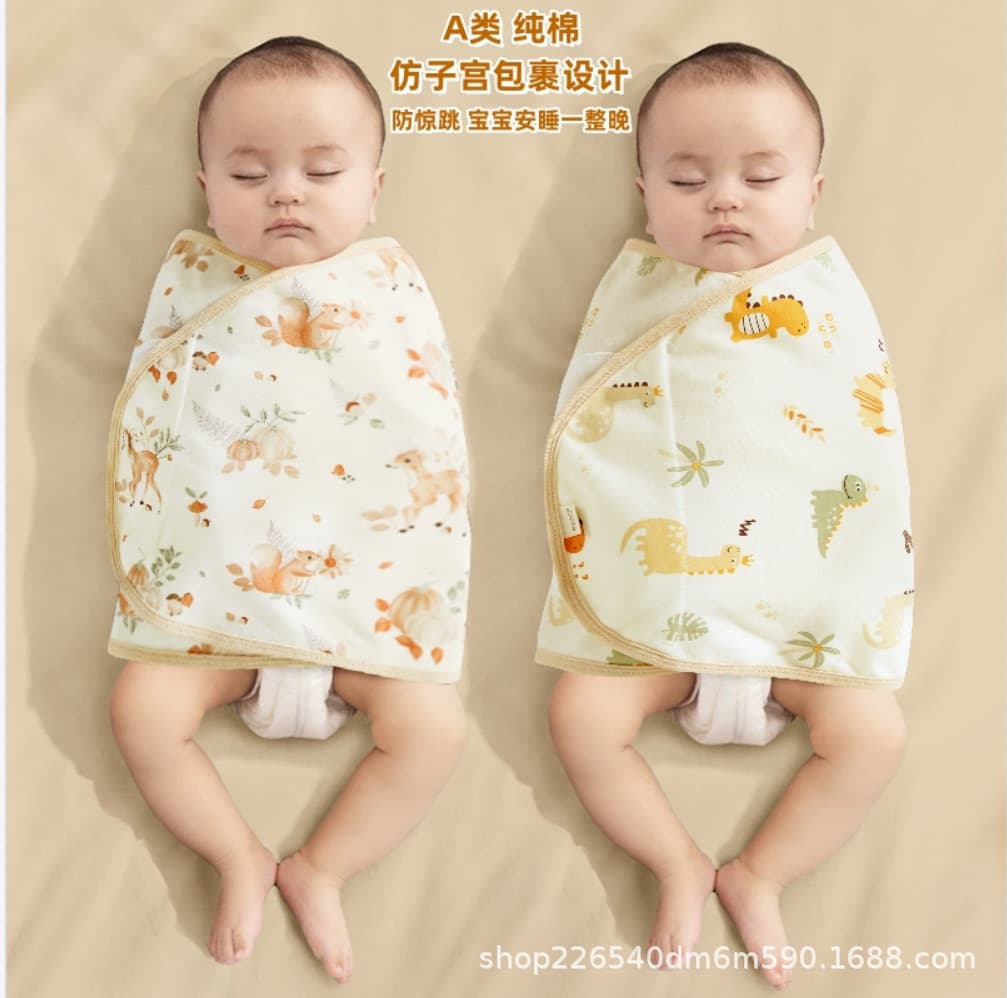 Newborn anti-startle sleeping bag, thin pure cotton swaddle blanket for spring and autumn, a must-have for babies to prevent them from catching a cold.