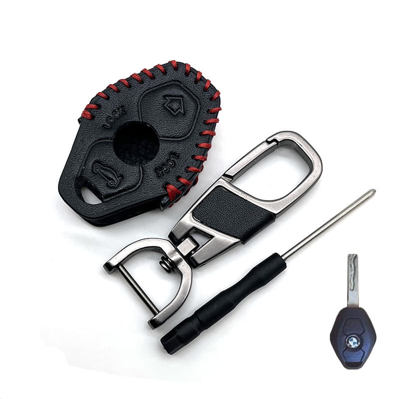 Suitable for BMW Z4/X1X3X5/3 series 5 series 7 series straight key bag genuine leather remote control protective cover chain buckle