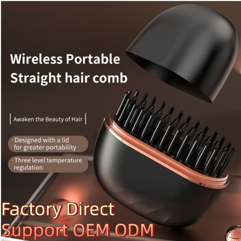 In Stock Straightening Comb New Hair Straightener Lazy Straight Curling Iron Wireless Straightening Comb Curl and Straight Dual Use Cross-Border Bestseller