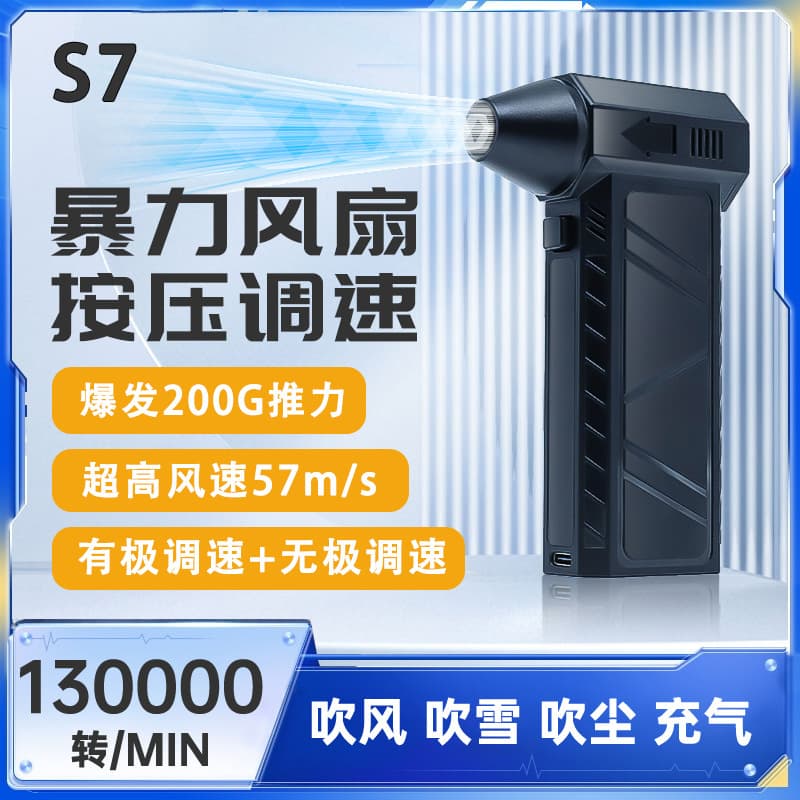 High-powered turbo fan handheld hair dryer for camping and outdoor use, adjustable and long-lasting vacuum cleaner.
