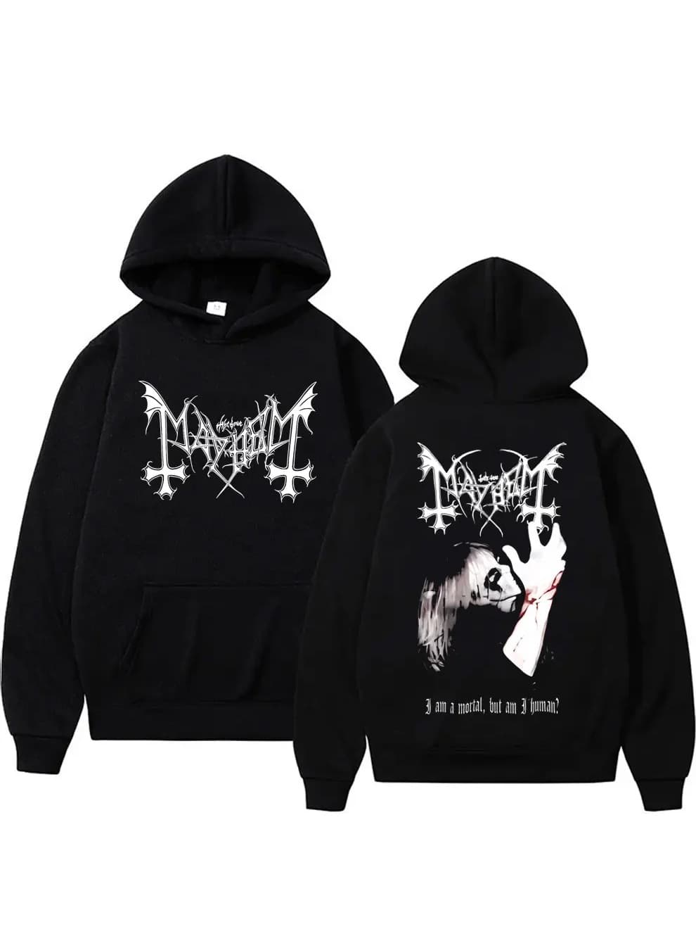 Death Black Metal Mayhem Print Hoodie Men Women Retro Casual Hooded Sportswear