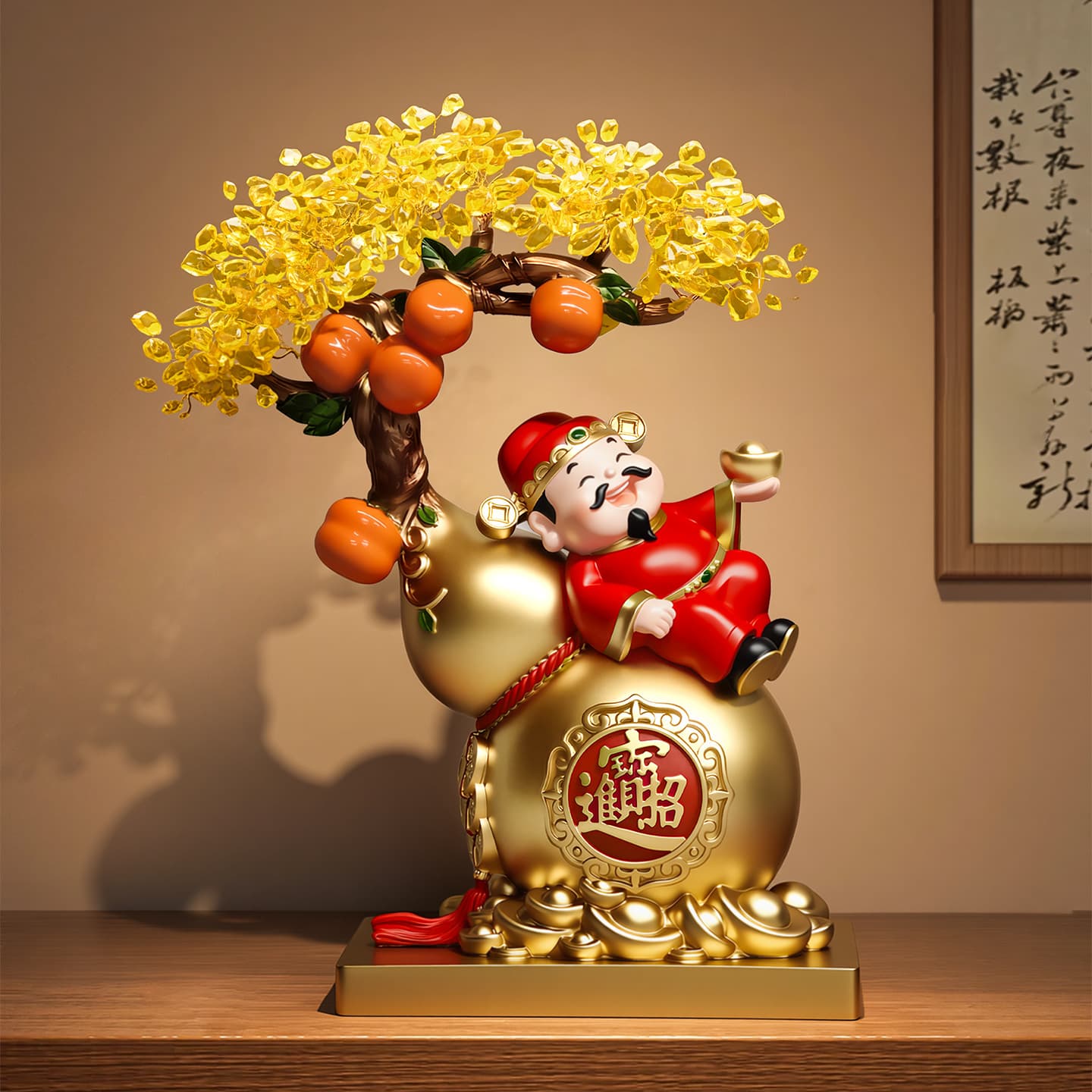 New Chinese style money tree gourd God of Wealth fortune ornaments shop cashier front desk money decoration opening gift