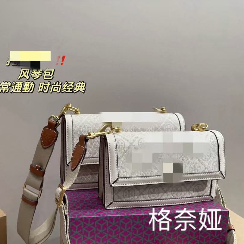 TB Women's Bag Monogram Accordion Bag Monogram Full Print Flap Small Square Bag Tortyburch Trendy Shoulder Crossbody Small Bag