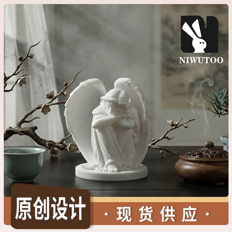 3D Printed Curled Up Sleeping Angel Figurine European Style Craft Ornament for Living Room Entryway Desktop Decoration Cross-Border Wholesale