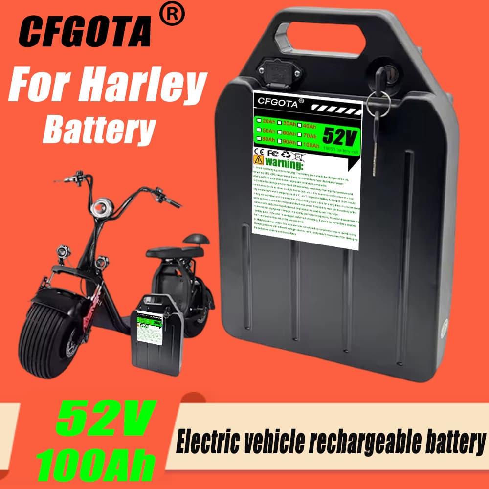 Suitable for Harley 52V 20Ah-100Ah 18650 lithium battery for Citycoco scooter and bicycle